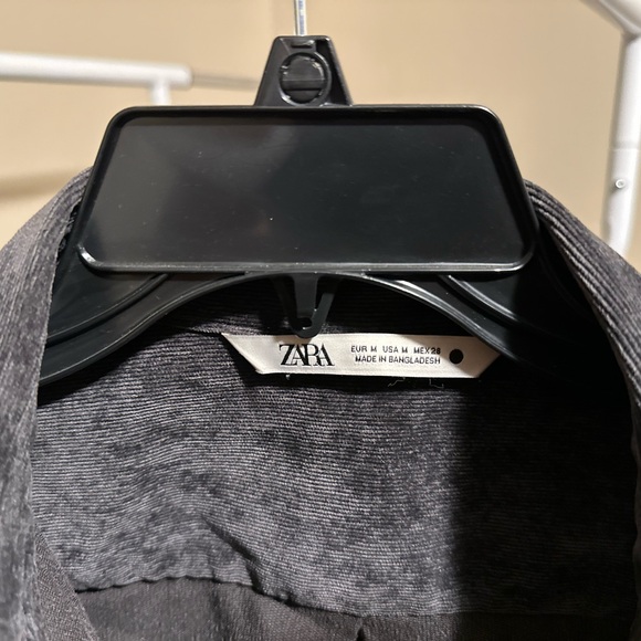 ZARA button down gray Corduroy oversized shirt size M - Picture 2 of 7